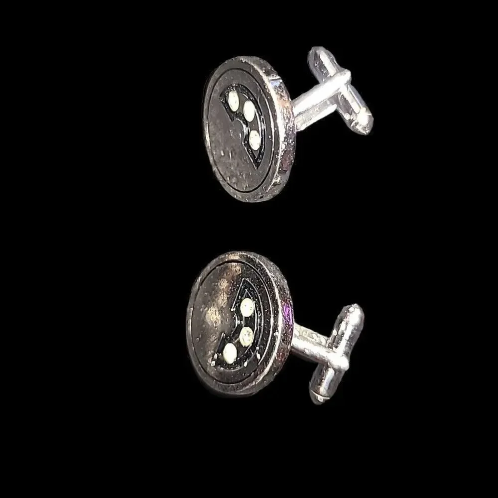 Vintage Silver Tone Disc‎ & Rhinestone Swank Men's Cufflinks